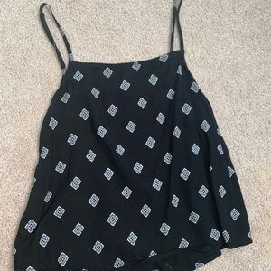 Black tank top with white geometric pattern